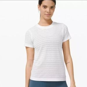 Lululemon Swiftly Breathe Perforated Short Sleeve Crew Neck Tee White 4